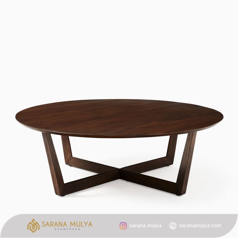 Coffe Table Meja Bulat Kayu Jati Sarana Mulya