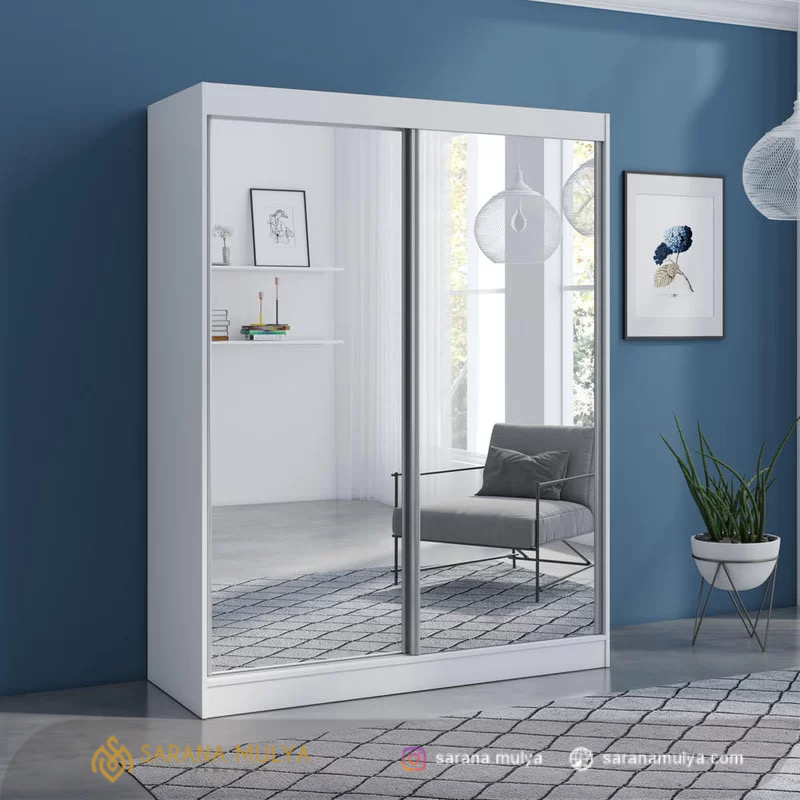 Lemari Baju Kaca 2 Pintu Sliding
