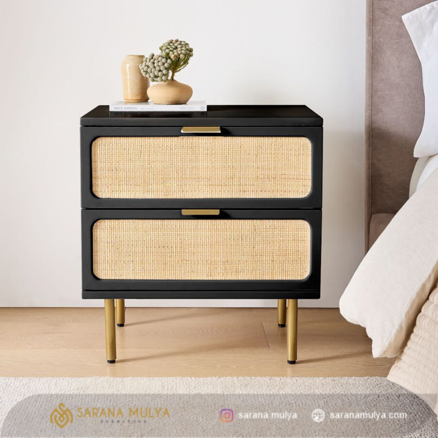 Nakas Rotan Kayu Hitam Minimalis Sarana Mulya